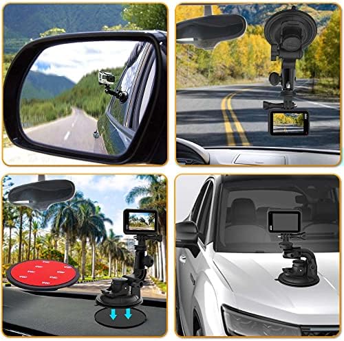 Camera de montagem de carros de pára-brisa do painel de painel para GoPro, ExsHow Car Dash Suction Copo Montagem, 360 ° Câmera de
