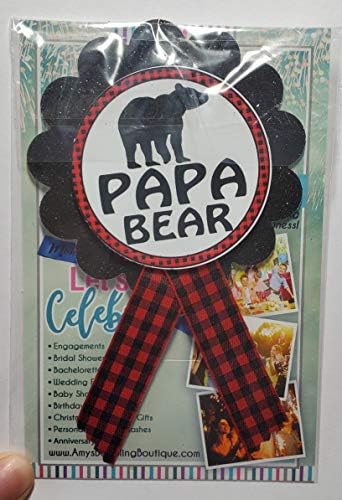 Papa Bear Papai para ser Pin Buffalo xadrez xadrez para o pai para vestir na revelação de gênero, pino vermelho e preto, pitada de bebê