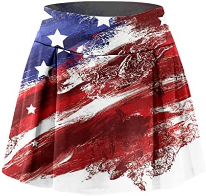 4 de julho de bandeira americana saindo saias com shorts para mulheres na cintura alta Skorts Flowy Golf 2 em 1 mini -saia