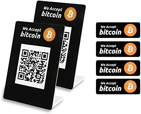Aceitamos Bitcoin Sign Set Sticker Rótulo Exibição do Stand para Código QR da Wallet