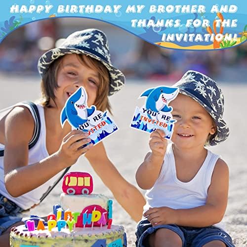 Zonon 30 peças convites de festa de aniversário com envelopes convites de festa na piscina sob os convites do mar para crianças