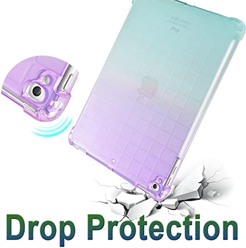 Weuiean iPad 5th/6th Generation/Air 2/Pro 9.7 Caso, com suporte de proteção à prova de choques e cinta para desktop portátil para iPad 5th/6th/Air 2/Pro 9.7 2018/2017/2014/ - Gradiente Green Purple/Mint Green