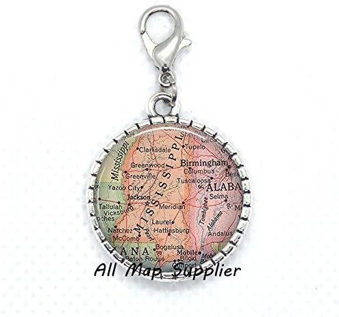 AllMapsupplier Fashion Zipper Pull Mississippi Map Lobster Flop, Mississippi Zipper Pull, Mississippi Map Zipper Pull, Frases de lagosta do Mississippi, Jóias de Mapa, A0007