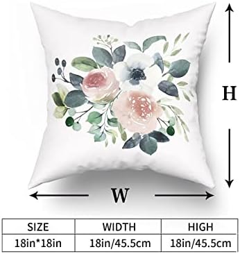 Capas de travesseiro floral de absorção de 18x18 polegadas de 2 polegadas de 2 travesseiro de arremesso de flores brancas rosa Tampa