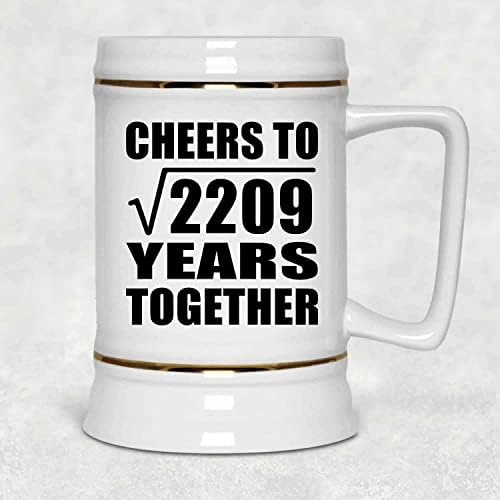 Designsify 47º aniversário Cheers para a raiz quadrada de 2209 anos juntos, 22 onças de caneca de caneca de cerâmica
