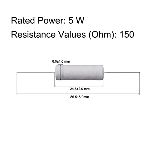 UXCELL 10PCS 150 OHM Resistor, 5W 5% Tolerância Óxido de metal resistores de filmes, chumbo axial, prova de chama para projetos