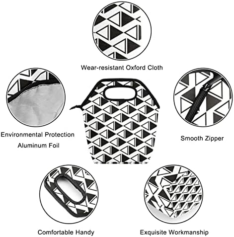 Guerrotkr lancheira Mulheres, lancheira para homens, lancheira feminina, padrão de arte xadrez geométrico preto