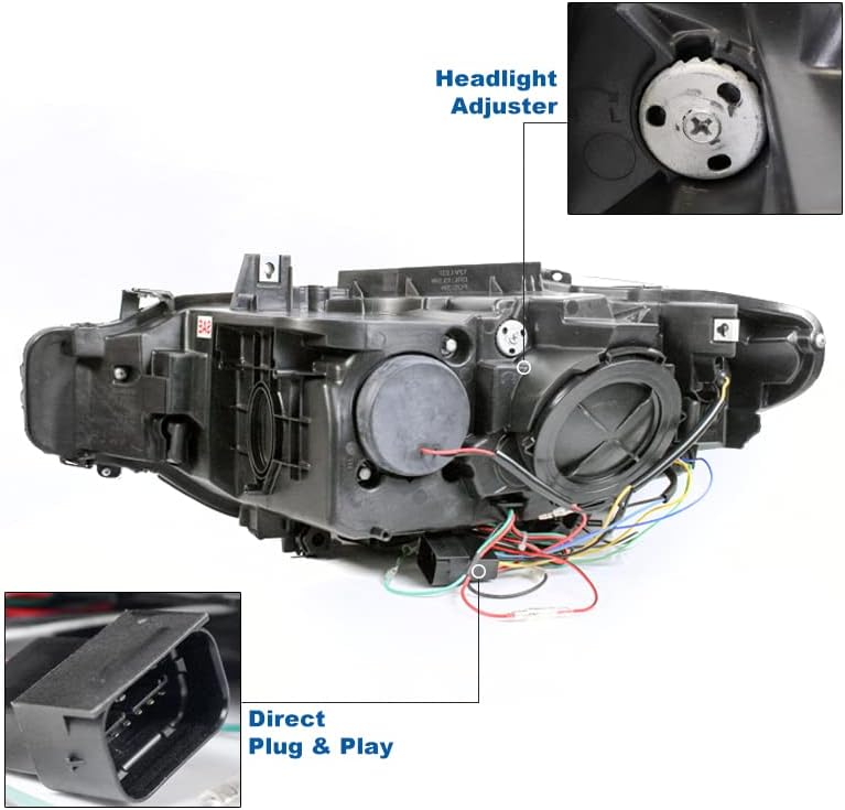 ZMAUTOPTS LED LIDADOS DE FARIÇOS DE PROJECIDO NEGRO COM DRL LED BRANCO 6.25 para 2012-2015 BMW 3-Série F30 Sedan 4dr