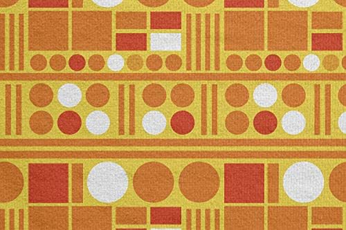 Toalha de tapete de ioga laranja de Ambesonne, padrão contínuo de círculos de estilo monocromático Bandos quadrados e retângulos,