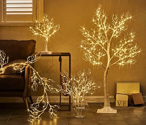 Hairui iluminado Tree White Tree com luzes de fada 4 pés 150 luzes LED para decoração de férias em casa de Natal