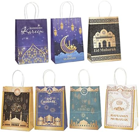 Bolsas de presente do Ramadã Eid Mubarak Bacs de presente Eid Mubarak Sacos de tratamento de festas Kraft Sacos de festas de papel a favor da bolsa Ramadan Supplies