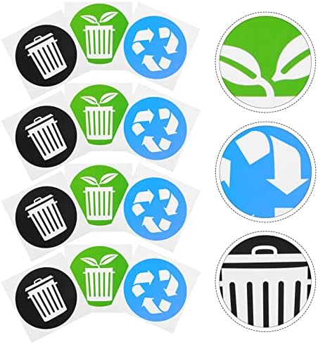 Adesivos de lixo zerodeko 12pcs reciclagem de lixo de lata de adesivo adesivo adesivo adesivos de classificação de lixo recusar