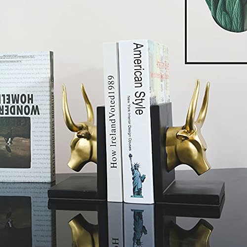 Dailyint 1 par de livros para suportes para desktop decoração de estilo country Animal Bull Head Bookshelf Book em casa Estudo