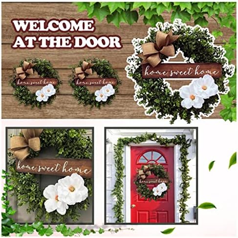 Jahh Door Decor da porta da frente grinalda de primavera de 17 polegadas com folhas verdes artificiais Garland Diy