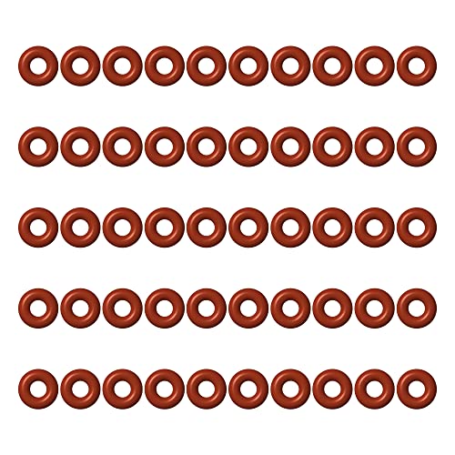 FOCMKEAS 50 PCS O-rings de silicone, 4mm OD 1mm ID de 1,5 mm de largura VMQ Junta para ampla variedade de aplicações de vedação, vermelho