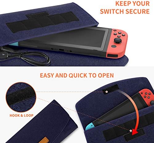 Moko Slim Case para Nintendo Switch, portátil Caso de transporte Bolsa Felt Bolsa para Nintendo Switch 2017 com portadores