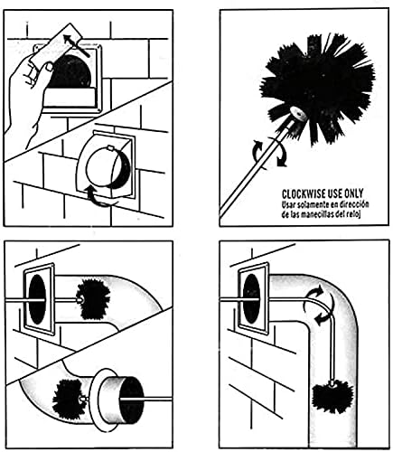 Conjunto de pincel QDY -Chimney, Brush de chaminé, inclui hastes flexíveis de 610 mm e 1 cume de limpeza de chaminés para duto de