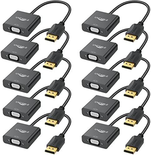 DisplayPort para o adaptador VGA 10-PACK, DP para VGA Adaptador, Porta de exibição para VGA Cable masculino para fêmea 1080p para