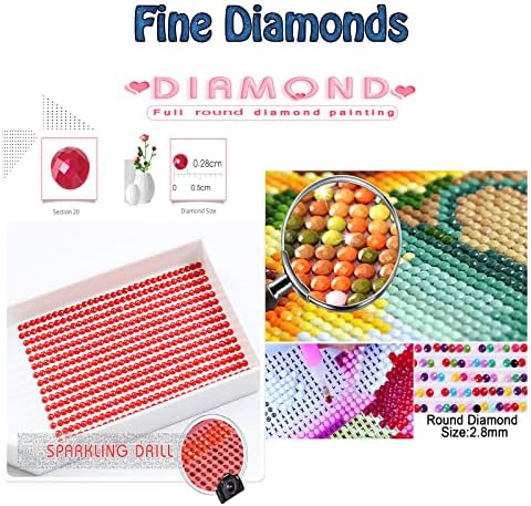 Kits de pintura de diamante para adultos, Animal Diamond Art Kids Beginner Diy 5D Paint by Numbers, Exercício completo Diamante redonda Diamo