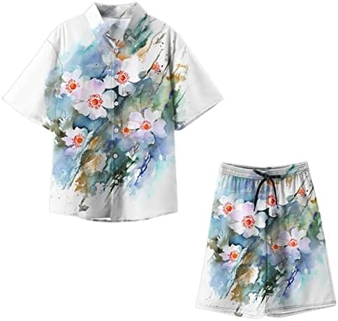 Praia Floral Circh Sets para homens camisa tropical de verão e shorts roupas masculas casuais t-shirt tops