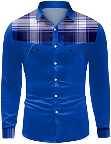 Camisas de outono do ZDDO para masculino, botão de manga longa listrada de manga longa de botão de ajuste regular de punhos para o trabalho, festa
