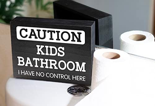 Cuidado Esta é uma placa infantil no banheiro para crianças sinais de banheiro - decoração infantil no banheiro
