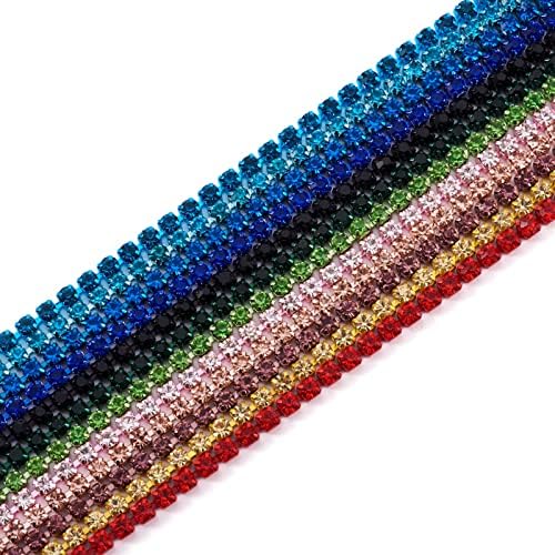 Fashewelry 12 jardas de cristal strass em corrente fechada acabamento de 3 mm de diamante coragem de diamante colorido colorido