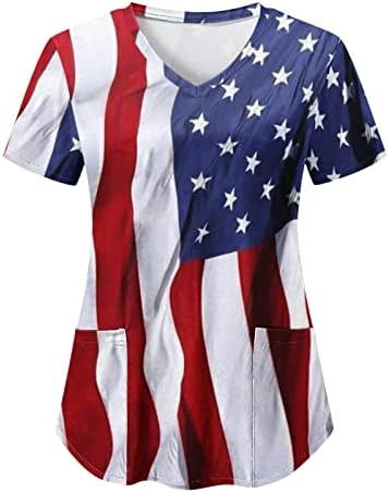 4 de julho camisetas para mulheres bandeira dos EUA Summer Summer Short-deco