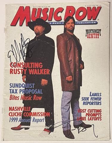 Eddie Montgomery & Troy Gentry Dual assinado 1999 Music Row Revista Full - Beckett Review - Revistas de música