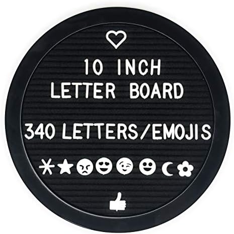 Placa de carta redonda de feltro com letras plásticas