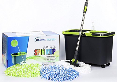 Kit de limpeza simpli-magic 79117 Spin Mop com recargas, MOP e recargas, preto/verde