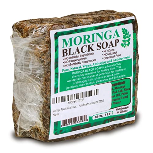 Aroma Depot Moringa Africano Africano Sabão preto 1 lb / 16 oz Sabão natural para acne, eczema, psoríase, remoção de cicatriz