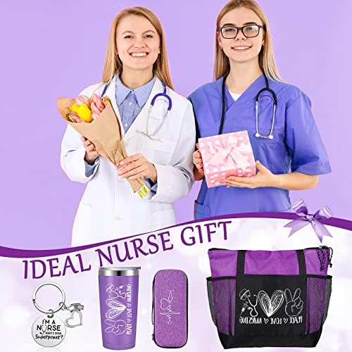 Coume 4 peças enfermeiro presente para mulheres Paz, amor de amostragem de enfermagem Conjunto de presentes incluem