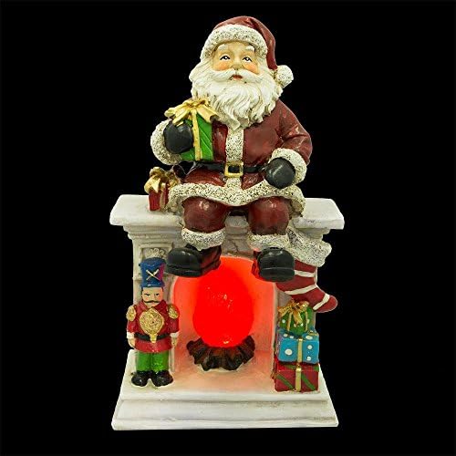Bestpysanky Santa sentado em uma lareira LED LUZES Feliz 7,75 polegadas