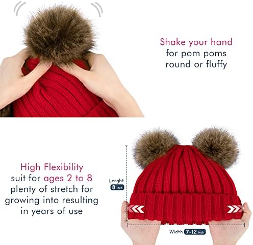 Simplicidade Crianças Chapéus de inverno para meninos e meninas, vermelho e rosa