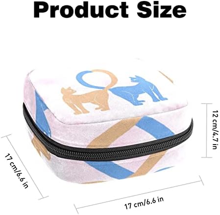 Bolsa de armazenamento de guardanapos sanitários de Oryuekan, bolsas de zíper menstrual reutilizável portátil, bolsa de armazenamento de tampões para mulheres meninas, desenho animado de gato de animal casal