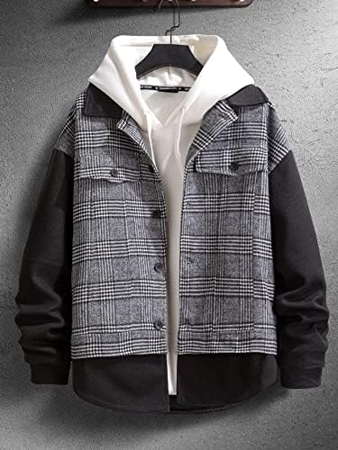 Jackets for Men - Men 1PC Plaid Button Detalhe overcoat