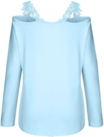 Camiseta de manga comprida feminino outono verão macio confortável 2023 roupas moda de renda v pesco
