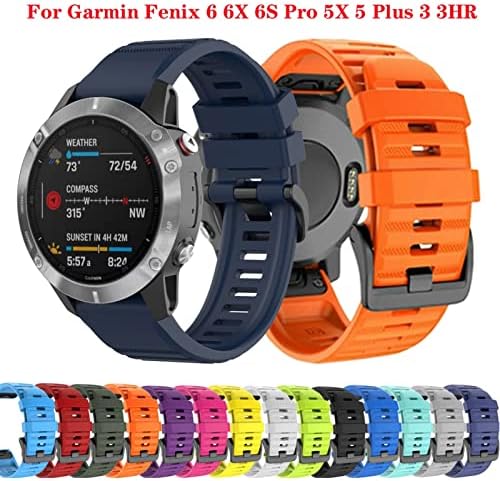 VBWVA 20 22 26mm RELUMENTE EASYFIT Strap para Garmin Fenix ​​7 7x 7s 6x 6 Pro fenix 3 3hr Silicone para Garmin Fenix