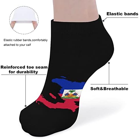 Mapa do Haitiflag engraçado Running tornozelo meias atléticas não-show meias amortecidas para homens mulheres