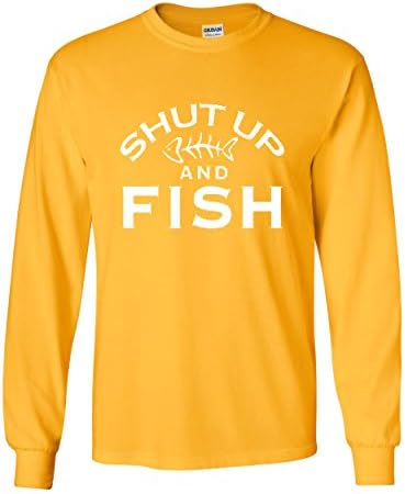 Cale a boca e o peixe de manga comprida camiseta de pesca engraçada