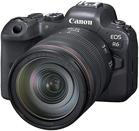 Canon EOS R6 Câmera digital sem espelho de quadro completo com RF 24-105mm f/4 l é lente USM, preto-com flash externo
