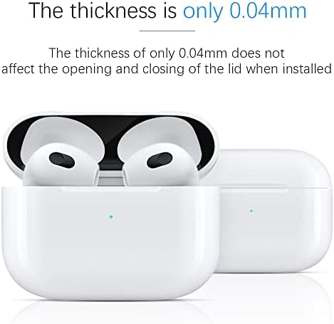 Guarda de poeira para Apple AirPods 3 Caixa de caixa, Senbos Metal Sticker Protection Film Profimprof para AirPods 3ª geração,