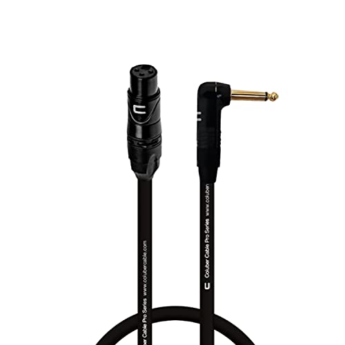 Fêmea de cabo XLR desequilibrado para ângulo reto 1/4 TS - 0,5 pés preto - conector de microfone Pro 3 pinos para alto -falantes,