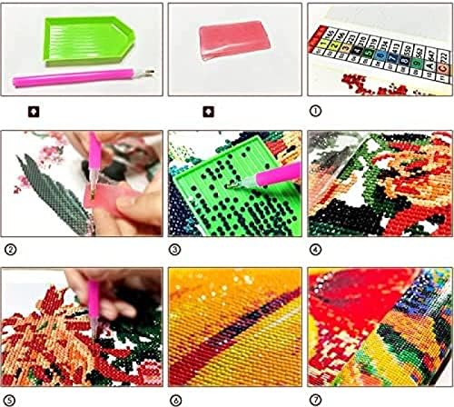 Tintura DIY por números para adultos Kit de pintura de diamante para adultos para adultos, kit de arte em gemas de diamante completa,