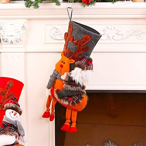 Decoração de Natal Meias de Natal Decoração Socks Saco de Presente de Pingente Grande desenho animado Papai Noel Decoração clássica para o Papai Noel em casa, boneco de neve, rena