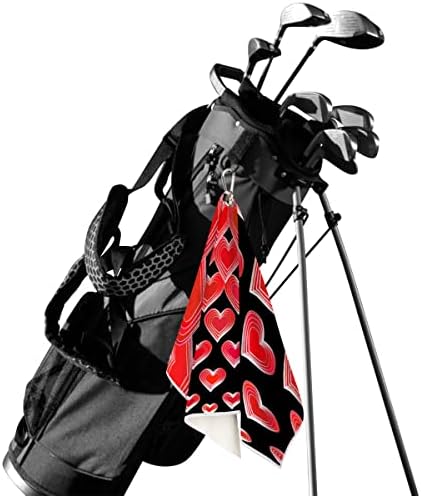 Red Love Heart Pattern Toalha de golfe para sacos de golfe com clipe para homens e mulheres acessórios de golfe Golf Golf Gifts