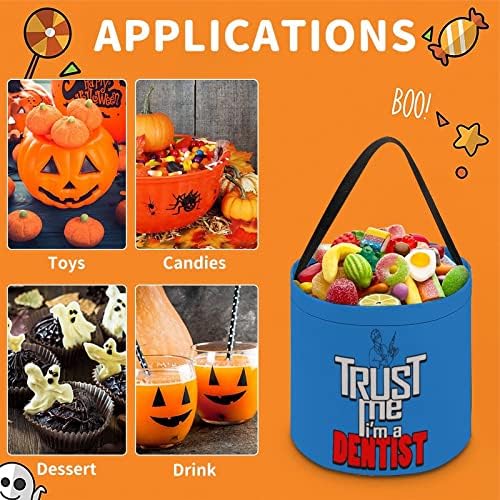 Confie em mim, sou um dentista Halloween Tote Candy Bag reutilizável Grande organizador de organizador de halloween festas
