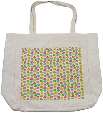 Bolsa de compras da Páscoa de Ambesonne, cumprimentando a colorida e divertida temporada de abril de abril com comida, bolsa reutilizável