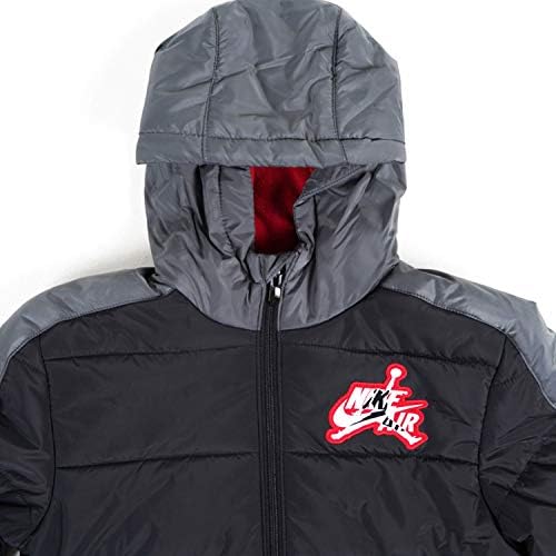 Jordan Boys Youth Jumpman Puffer Puffer em camadas com zíper com capuz